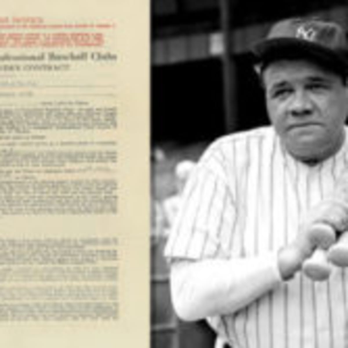 Boston Red Sox contract Babe Ruth earned $5,000 on sold for $1.02