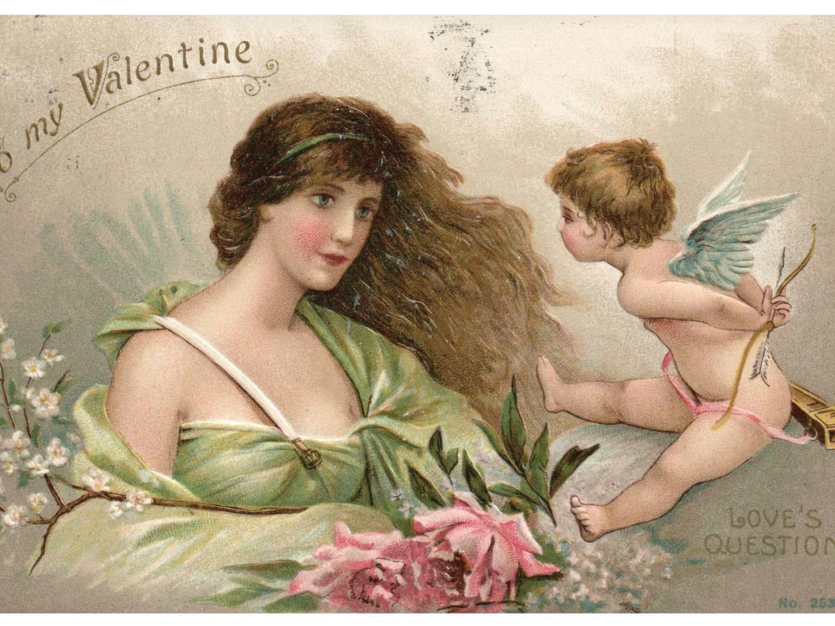 Vintage Valentine's Day: A vintage Valentines day postcard 1910 Poster for  Sale by The Great Art