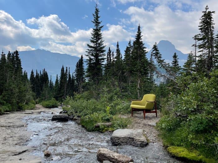 A Finn Juhl NV-53 chair photographed in  Glacier National Park, Montana.