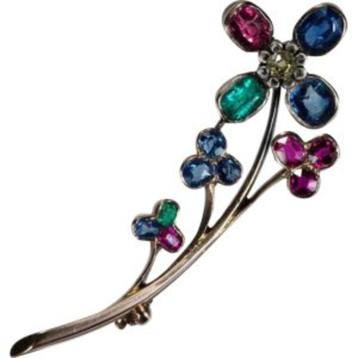 Coral Lapis Lazuli Pearl Diamond 18k Yellow Gold Flowers Brooch Pin - Ruby  Lane