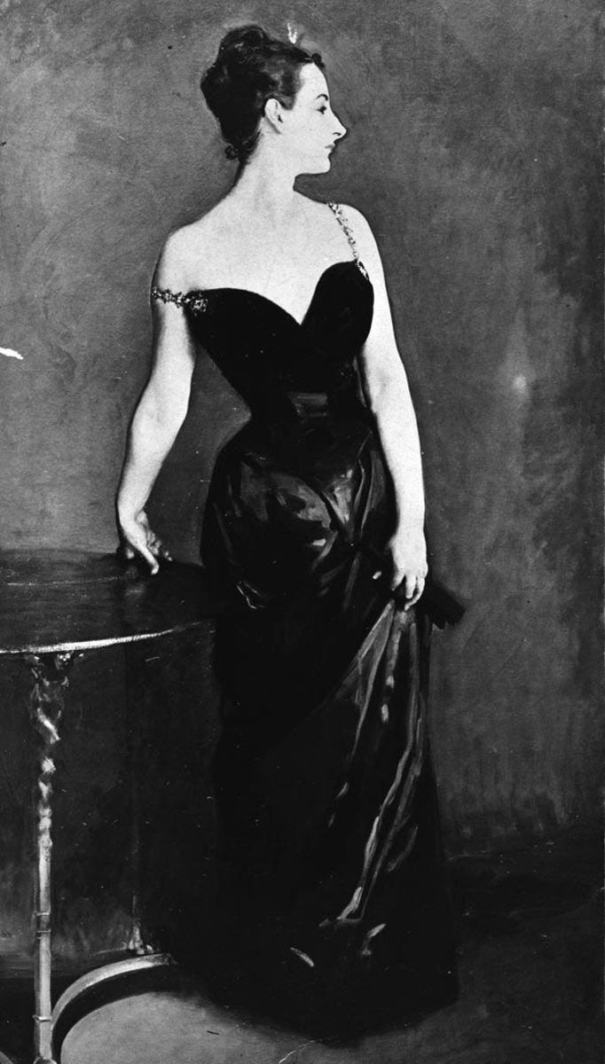 The original version of Madame X with the scandalous dress strap falling off one shoulder.