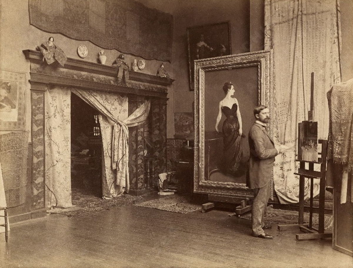 John Singer Sargent in his Paris studio, circa 1883-1884.