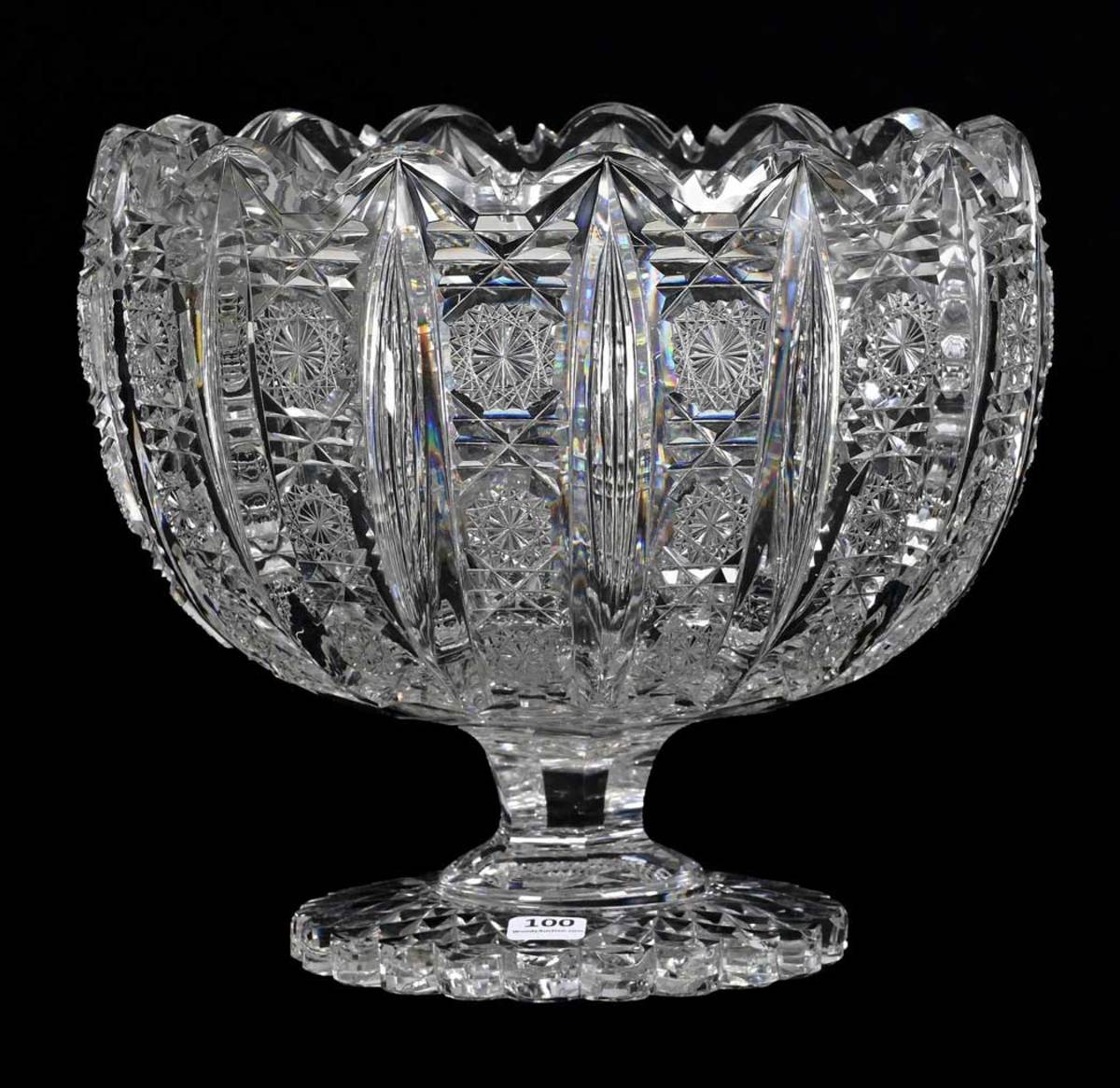 Antique 19th Century American Brilliant Cut Crystal Bowl CONTACT